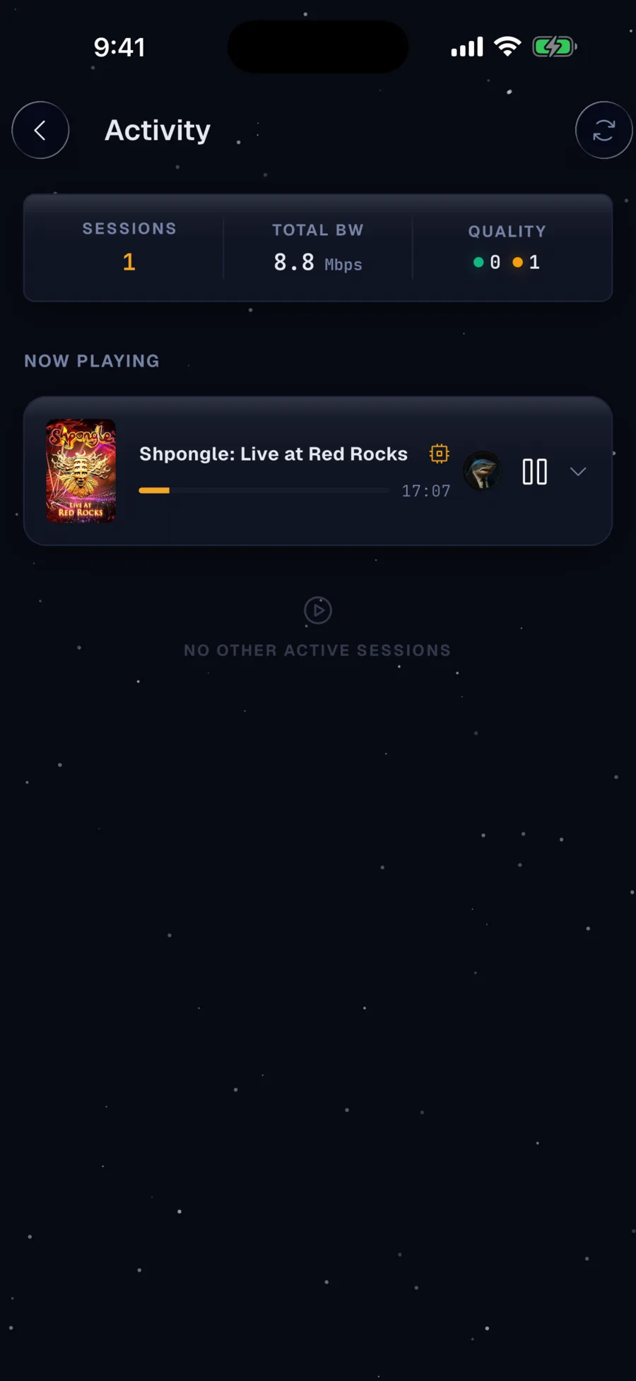 Kochab activity screen showing recent downloads and imports